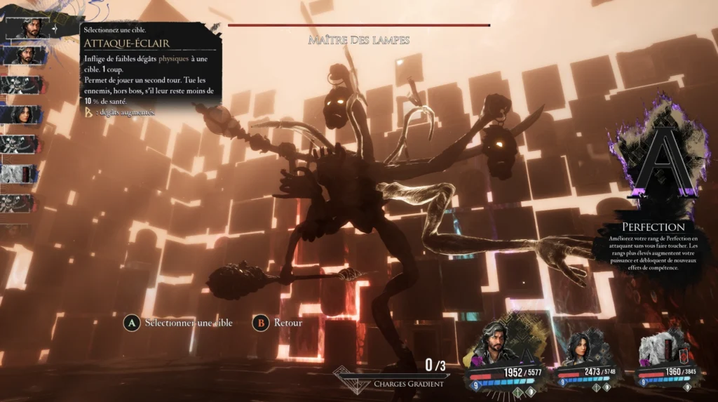 Kampfszene aus "Clair Obscur: Expedition 33" mit einem Boss